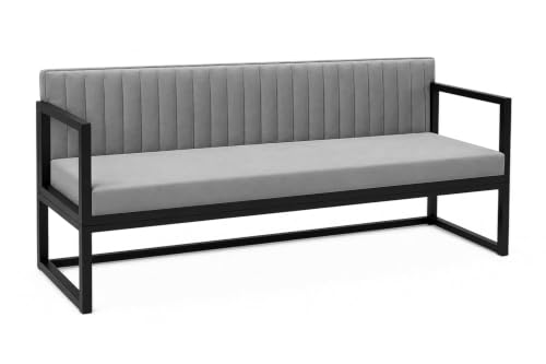 Image of Metal Sofa Cum Bed for Living Room | Modern Metal Frame 3 Seater Sofa Bed for Home, Office & Lounge-Grey