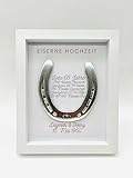 Generisch Geschenk zur eiserne Hochzeit, Eiserne Hochzeit, Wandbild 65 Jahre Ehe, personalisiertes getragenes Hufeisen (Weiß)