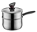 wok Pot de lait 304 en acier inoxydable Pot à soupe en acier inoxydable Petit vapeur 16cm Couvercle en verre multifonctionnel Cove de chaudière