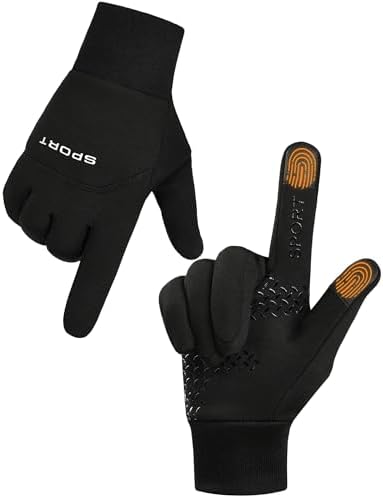AURUZA Winter Gloves for Men Cold Weather, Windproof Cycling Gloves for Men Gloves with Touch Screen Fingers, Waterproof Thermal Gloves for Cycling Running Driving