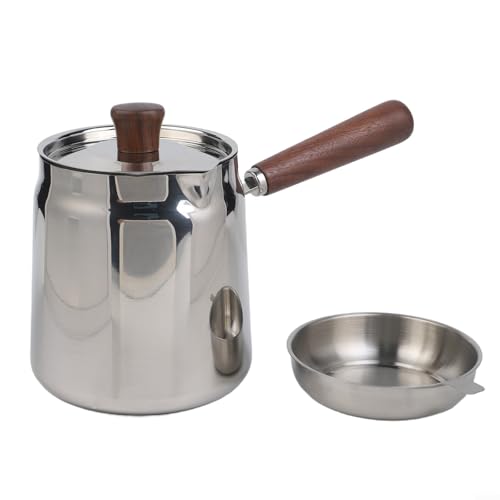 Freidora de acero inoxidable con cesta de malla fina y mango de nogal para freír y drenar aceite eficientemente en estufas de gas de inducción (A-1)