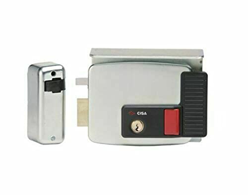 CISA 111731502, cerradura eléctrica para aplicar, entrada de 50 mm, cierre manual de mando, techo protector, bajo el cuello, botón, retenedor de día, mano izquierda