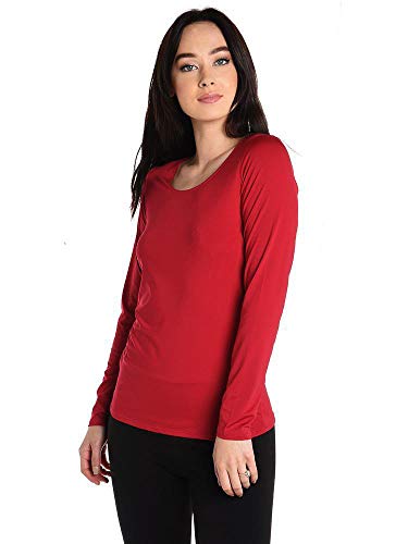 Snow Angel Women's Cyber Silk Classic Scoop Neck Top, Ruby, X-Small