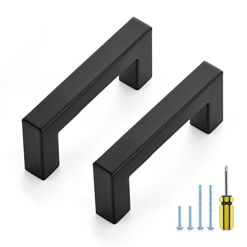 Ravinte Matte Black Square Pulls Cabinet Handles,3 Inch,20 Pack