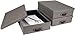 Bigso Oskar Canvas Fiberboard Document Letter Box - File Organizer Box for Important Paperwork - Document Storage with a Lid & Leather Handle - 3.3 in x 10.2 in x 13.8 in - Gray