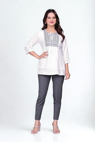 Image of SHANTVAN GALLERY Women's Tunics - Stylish & Comfortable Kurti for Woman with 3 /4 Designer Sleeves | Elegant Indian Short Tunic Top for Ladies | Casual, Festive