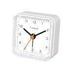 Classic Analogue Travel Alarm Clock with Snooze Function and Light, Compact Size, Quiet Quartz Movement, Crescendo Alarm, White - Image 2