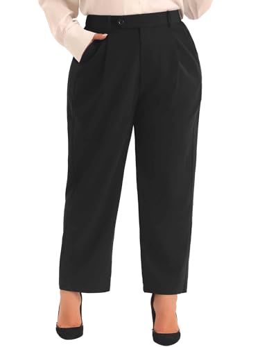 Agnes Orinda Plus Size Pants for Women Elastic High Waisted Long Straight Business Casual Work Pants Trousers with Pockets2