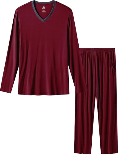 Image of JINSHI Men's Pajama Sets Soft Lightweight Sleepwear Nightwear with Pocket