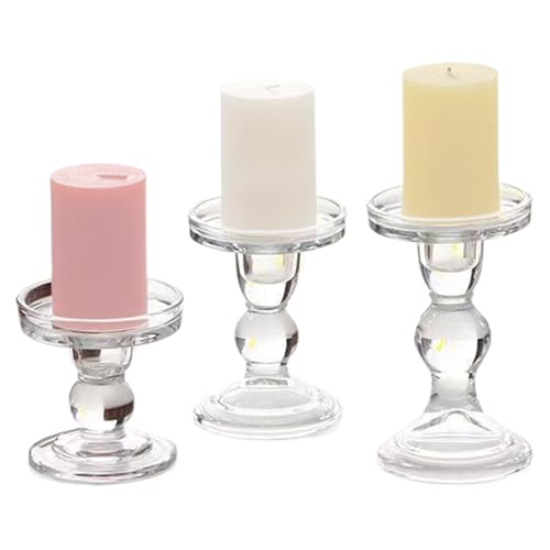 Portavelas de Vidrio | Portavelas para Velas Tealight Decoración Moderna | Juego De 3 Decoración Hogar Estilo Rústico para Salón Dormitorio Hotel Restaurante Bodas Acción De Gracias Navidad