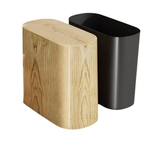 Poubelle étroite aspect bois 10L pour une salle de bain zen et ordonnée