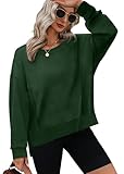 OFEEFAN Green Sweatshirt Women Long Sleeve Shirts Crewneck Lightweight Sweatshirts Winter M