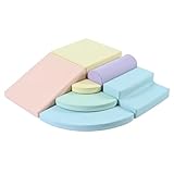 OSJ おもちゃ ソフトブロック アスレチック ブロック クッション 布製 玩具 大型 室内 遊具 滑り台 キッズスペース 子供 こども キッズ 幼児 保育園 保育用品 クリスマスプレゼント (レインボー, 7 pieces)