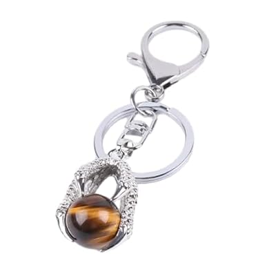 Portachiavi vintage in pietra naturale, portachiavi per auto, ciondolo per borsa, artiglio del drago, rotondo, avventurina blu, agata nera, portachiavi versatile per uomo e donna, occhio di tigre, t