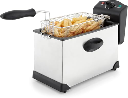 3L Stainless Steel Deep Fat Fryer with Viewing Window, Safety Cut-Out, Non-Slip Base, Effortless to Clean