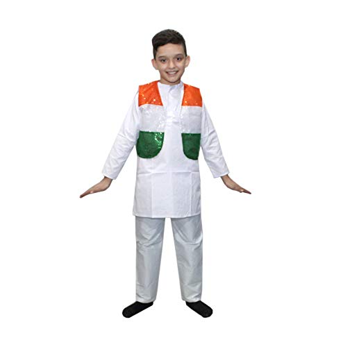 Kaku Fancy Dresses Polyester Tricolor Jacket For Independence Day/Republic Day Costume -Tricolor, 5-6 Years, For Boys & Girls