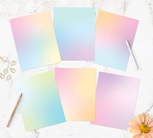 Pastel Gradient Paper Stationery, Aesthetic Paper 8.5 X 11 Inches, 60 Sheets, Colorful Writing Paper, Pretty Stationary Paper, Decorative Scrapbook Paper #TOP4