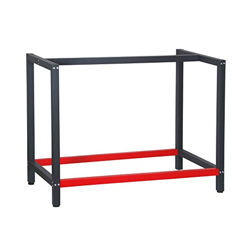 Industrial Heavy Duty DIY Steel Workbench Frame 100x57x81 cm in Anthracite and Red