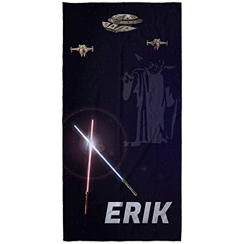 LolaPix Serviette Star Wars personnalisée avec nom/Texte. Cadeaux personnalisés. Serviettes de Plage personnalisées. Diverses conceptions. Star Wars