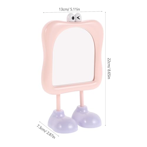 Espejo de maquillaje portátil rosa pequeño de escritorio miniatura 2