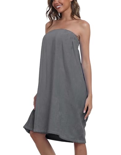 Trek Forte Toalla de sauna para mujer, albornoz para sauna, 100% algodón, con goma elástica y cierre de velcro