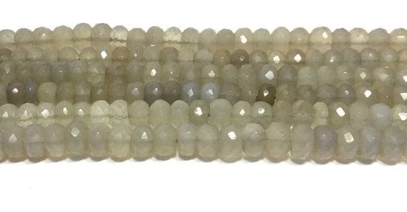 Pierre de lune grise naturelle 6-8mm perles rondelles facettées pour création de bijoux DIY