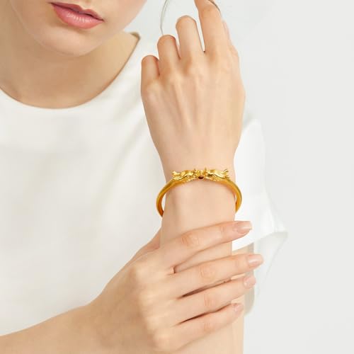 Image of CHOW SANG SANG 999.9 24K Pure Gold Cultural Blessings Double Dragon Red Agate Bangle for Women & Men(09 Wrist size 15.5-16.5cm) 92316K Price-by-Weight 41.17g Gold