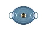 Le Creuset Owalna Brytfanna Żeliwo, Ø 27 cm, Owalny, Nadaje się do wszystkich rodzajów płyt grzewczych i indukcji, objętość: 4,1 l, 4,425 kg, Chambray, 21178274344441