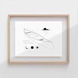 Print Cedar Strip, Canoe Decor Poster Lake House Art Boat Wall Nautical Drawing Minimalist Cottage For Nature Lover Watercolor Vintage Print Poster Cedar Strip, Canoe,10