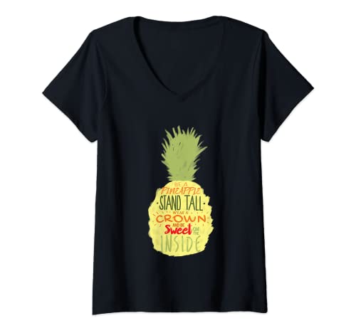 Mujer Be a Pineapple Girl Funny Aloha Pineapple Pineapple para viaje a Hawaii Camiseta Cuello V