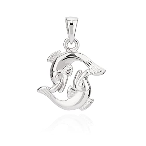 NKlaus Kettenanhänger klein Sternzeichen Fisch 925 Silber 14x13mm Horoskop Zodiak 11302