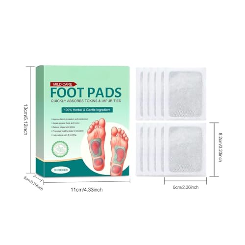 Image of 100% Herbal And Gentle Ingredient Detox Foot Pads,Natural Ingredients for Sleep Aid, Pain Relief, Toxin Removal with Bamboo Vinegar and Acupoint Micro-Massage Technology (PACK OF 10)
