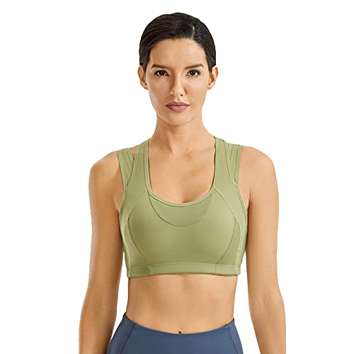 Soutien-gorge de sport vert XXL brassière fitness sans armature bretelles croisées