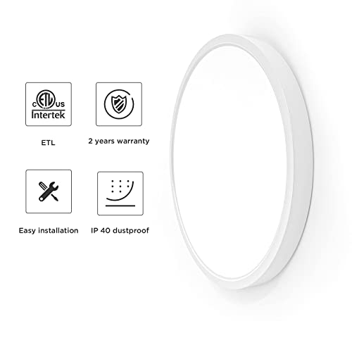 Flush Mount Ceiling Light, Round 36W 15.8Inch Daylight Modern Ceiling Lamp, Led Light Fixtures Ceiling Mount, Close To Ceiling Lights For Bedroom, Kitchen, Laundry Room, Living Room Lighting Fixtures #TOP2