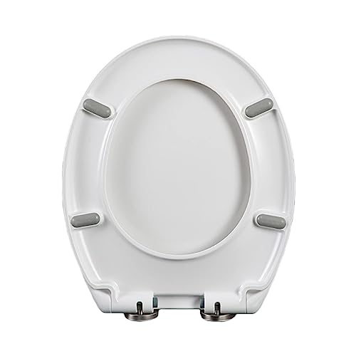 Sedile WC con chiusura ammortizzata con sgancio rapido per una facile pulizia, fissaggio superiore, design ovale, cerniere regolabili, forma a O