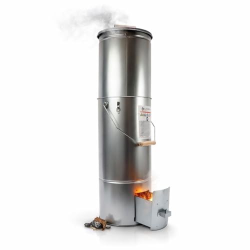 Eurocatch Fumoir Télescopique Rond 101 cm – Smoker Extérieur avec Thermomètre et 10 Crochets – Armoire/Tonne à Fumer en Métal Galvanisé pour Poisson...