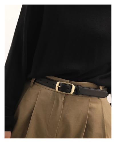 Cowskin Leather Belt for Women Gold Pin Buckle Jeans Black Belt Luxury Vintage Female Skinny Waistband3