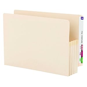 Smead End Tab File Pocket, Reinforced Straight-Cut Tab, 3-1/2″ Expansion, Manila Gusset, Legal Size, Manila, 25 per Box (76124)