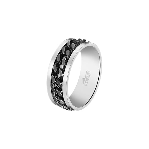 LOTUS STYLE Anillos Hombre - Anillo Acero Inoxidable Hombre 316L - Diseño Ergonómico y Ajuste Perfecto Talla 28 - Plateado LS2394-3/228 23.50 mm - Resistente al Agua
