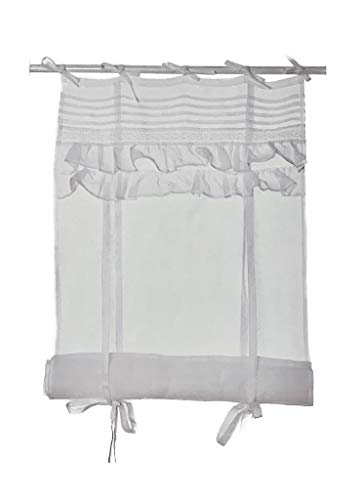 Simla Rideau Romain pour Porte Fenêtre avec Volant Blanc 60x230 Transparent Chambre Cuisine Salon