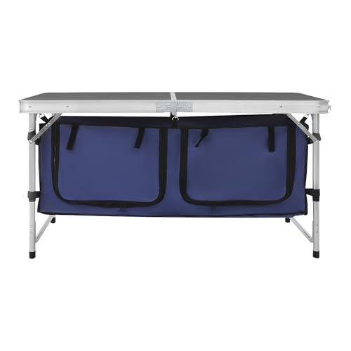 Table de camping pliable à hauteur réglable avec double plan de travail - 5