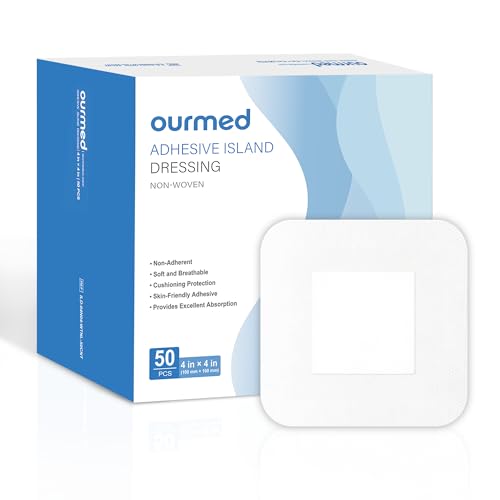Ourmed Apósitos estériles de 10 x 10 cm, autoadhesivos, estériles, con fuerte adherencia, protege contra cortes y arañazos, sin dolor, se retira sin dolor, empaquetado individualmente, paquete de 50