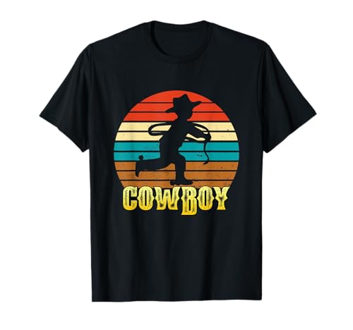 Kids Cute Cowboy Lasso Wranglers Vintage Sunset Rodeo Whip T-Shirt
