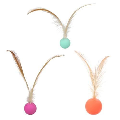 DOITOOL 3St lustige Katze Springender Ball Katze zahnt interaktives Kätzchen Spielzeug Hauskatze Teaser elastische Bälle für Katzen kauen Katzen-Teaser Haustierzubehör Katzenball Flummi