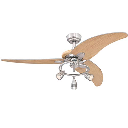 Westinghouse Lighting 7235700 Elite Indoor Ceiling Fan with Light, 48 Inch, Brushed Nickel