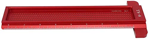 Namvo Holzbearbeitungslineal, TS-8 Holzbearbeitungslochlineal Aluminium, T-förmiges Messwerkzeug, Aluminiumlegierung, Holzbearbeitungsmarkierungsschablone, Holzbearbeitungsmesswerkzeug (rot)