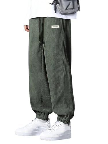 Image of KOTTY Men's Solid|Button|Wide|Loose fit|Corduroy Trousers & Pant for Men
