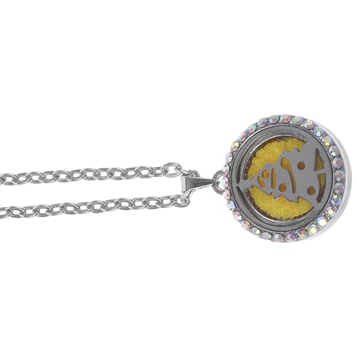 KESYOO Stainless Steel Essential Oil Diffuser Necklace with Rhinestones Aromatherapy Locket Chain Women’s Fashionable Pendant Suitable for Daily Wear Random Color Random Color