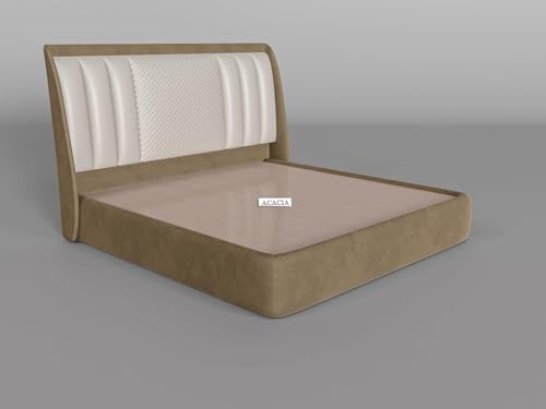 Image of Modern Upholstered King Size Bed with Box Storage for Bedroom | Wooden Double Bed with Storage | Platform Cot with Upholstery Premium Fabric, 6.5 x 6 Ft, Sheesham Wood, Brown Color
