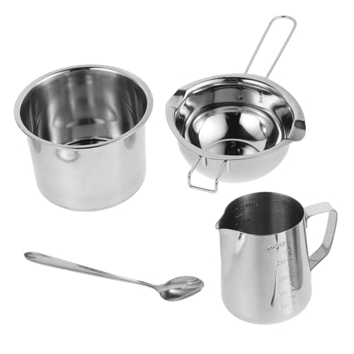 HONMEET 1set Stainless Steel Double Boiler Melting Pot for Chocolate Wax and Soap Quick Melting with Spoon Capacity for Projects and Crafts